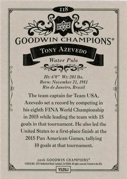 2016 Upper Deck Goodwin Champions #118 Tony Azevedo Back