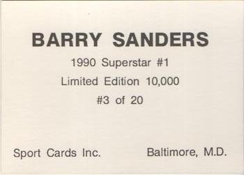 1990 Sport Cards Superstar #1 (unlicensed) #3 Barry Sanders Back