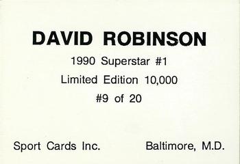 1990 Sport Cards Superstar #1 (unlicensed) #9 David Robinson Back