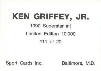 1990 Sport Cards Superstar #1 (unlicensed) #11 Ken Griffey Jr. Back