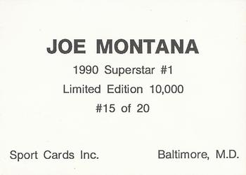 1990 Sport Cards Superstar #1 (unlicensed) #15 Joe Montana Back