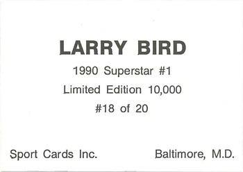 1990 Sport Cards Superstar #1 (unlicensed) #18 Larry Bird Back