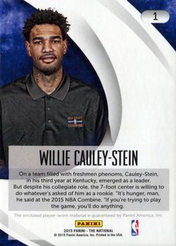 2015 Panini The National - NBA Draft Combine Materials #1 Willie Cauley-Stein Back