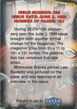 1998 Fleer Sports Collectors Digest Commemorative Set #16 Lew Burdette Back