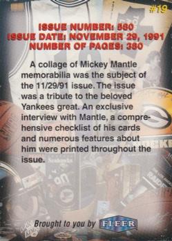 1998 Fleer Sports Collectors Digest Commemorative Set #19 Mickey Mantle Back