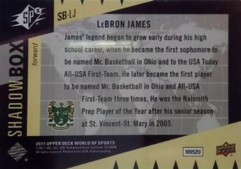 2011 Upper Deck World of Sports - Shadow Box #SB-LJ LeBron James Back