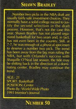1993 The Investor's Journal - Blue #50 Shawn Bradley Back