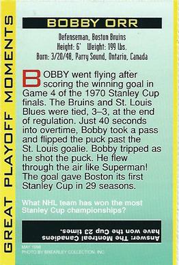 1998 Sports Illustrated for Kids - Great Playoff Moments #NNO Bobby Orr Back