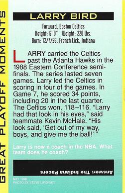 1998 Sports Illustrated for Kids - Great Playoff Moments #NNO Larry Bird Back