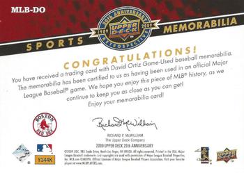 2009 Upper Deck 20th Anniversary - Sports Memorabilia #MLB-DO David Ortiz Back
