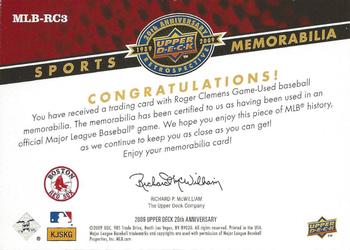 2009 Upper Deck 20th Anniversary - Sports Memorabilia #MLB-RC3 Roger Clemens Back
