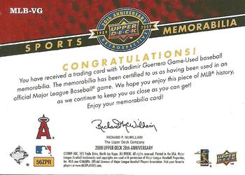2009 Upper Deck 20th Anniversary - Sports Memorabilia #MLB-VG Vladimir Guerrero Back