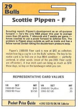 1992 SCD Football, Basketball & Hockey Collector Pocket Price Guide #29 Scottie Pippen Back