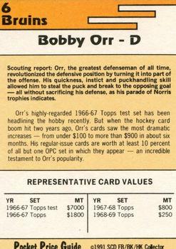 1992 SCD Football, Basketball & Hockey Collector Pocket Price Guide #6 Bobby Orr Back