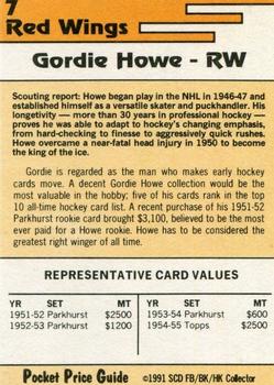 1992 SCD Football, Basketball & Hockey Collector Pocket Price Guide #7 Gordie Howe Back