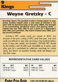1992 SCD Football, Basketball & Hockey Collector Pocket Price Guide #9 Wayne Gretzky Back