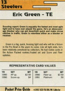 1992 SCD Football, Basketball & Hockey Collector Pocket Price Guide #13 Eric Green Back