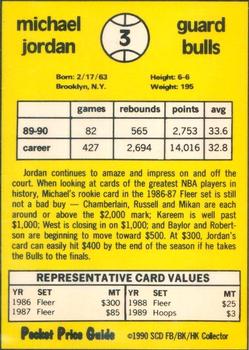 1991 SCD Sports Card Pocket Price Guide FB/BK/HK Collector #3 Michael Jordan Back