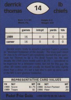 1991 SCD Sports Card Pocket Price Guide FB/BK/HK Collector #14 Derrick Thomas Back