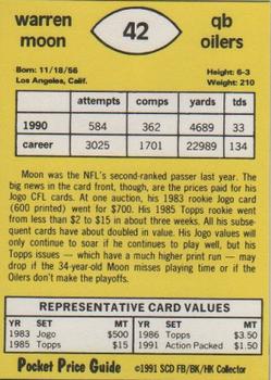 1991 SCD Sports Card Pocket Price Guide FB/BK/HK Collector #42 Warren Moon Back