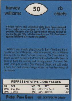 1991 SCD Sports Card Pocket Price Guide FB/BK/HK Collector #50 Harvey Williams Back