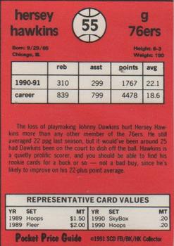 1991 SCD Sports Card Pocket Price Guide FB/BK/HK Collector #55 Hersey Hawkins Back