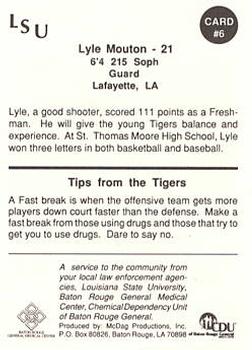 1988-89 LSU Tigers #6 Lyle Mouton Back