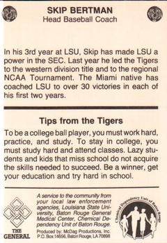 1985-86 LSU Tigers #2 Skip Bertman Back