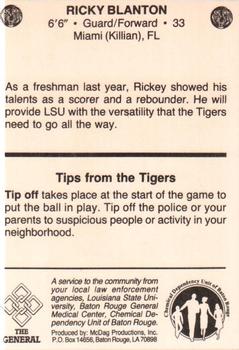 1985-86 LSU Tigers #3 Ricky Blanton Back