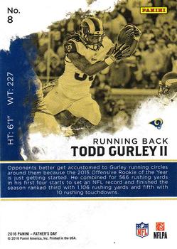 2016 Panini Father's Day #8 Todd Gurley Back