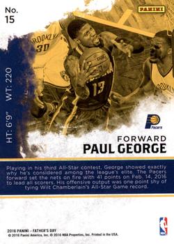 2016 Panini Father's Day #15 Paul George Back