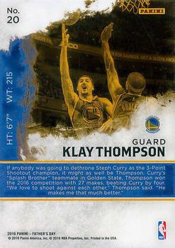 2016 Panini Father's Day #20 Klay Thompson Back