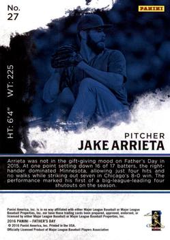 2016 Panini Father's Day #27 Jake Arrieta Back