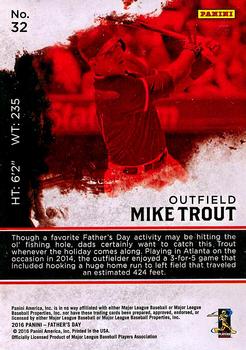 2016 Panini Father's Day #32 Mike Trout Back
