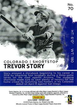 2016 Panini Father's Day #70 Trevor Story Back