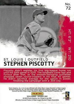 2016 Panini Father's Day #72 Stephen Piscotty Back