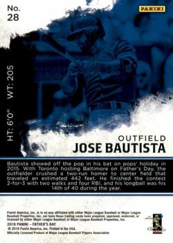 2016 Panini Father's Day - Cracked Ice #28 Jose Bautista Back