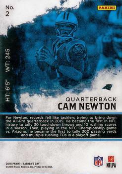 2016 Panini Father's Day - Hyper Plaid #2 Cam Newton Back