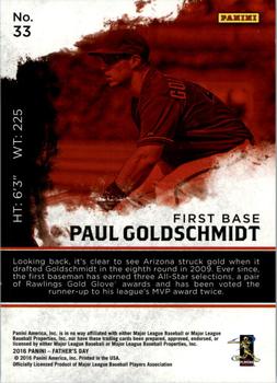 2016 Panini Father's Day - Hyper Plaid #33 Paul Goldschmidt Back