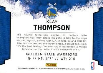 2016 Panini Father's Day - Father's Day Manufactured Patches #4 Klay Thompson Back