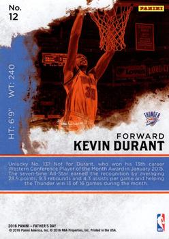 2016 Panini Father's Day - Thick #12 Kevin Durant Back