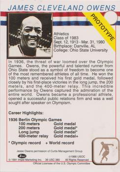 1991 Impel U.S. Olympic Hall of Fame - Promos #NNO Jesse Owens Back