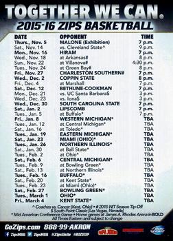 2015-16 Akron Zips Schedule Cards #NNO Reggie McAdams Back