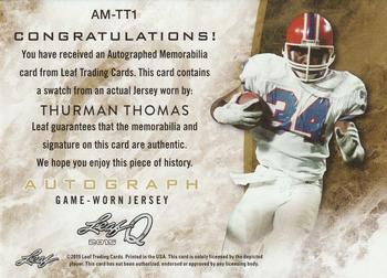 2015 Leaf Q - Memorabilia Autographs #AM-TT1 Thurman Thomas Back