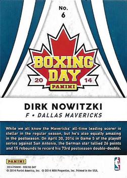 2014 Panini Boxing Day #6 Dirk Nowitzki Back
