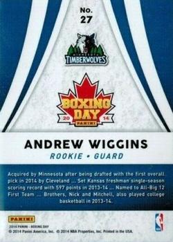2014 Panini Boxing Day #27 Andrew Wiggins Back