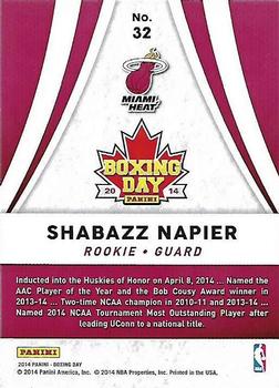 2014 Panini Boxing Day #32 Shabazz Napier Back