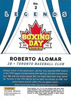 2014 Panini Boxing Day - Legends Thick Stock #2 Roberto Alomar Back