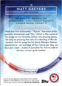2016 Topps U.S. Olympic & Paralympic Team Hopefuls - Bronze #21 Matt Grevers Back