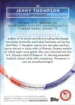2016 Topps U.S. Olympic & Paralympic Team Hopefuls - Bronze #63 Jenny Thompson Back